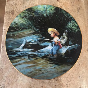 Zeldzame vintage 1993 Limited Edition Donald Zolan &#39;Little Fisherman&#39; The World Of Zolan Bordencollectie nr. 0078A Decoratief bord