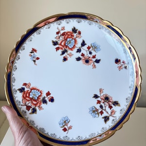 Rare Antique English c1890 Spode Copelands Gold Gilt Pretty Floral, Navy Blue Plate No .9734W, English Antique.Made In England.24cm Diameter