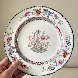 Raro prato floral vintage inglês Spode Copeland da década de 1930, &#39;Chinese Rose&#39;, Rg 629599, antiguidade inglesa.