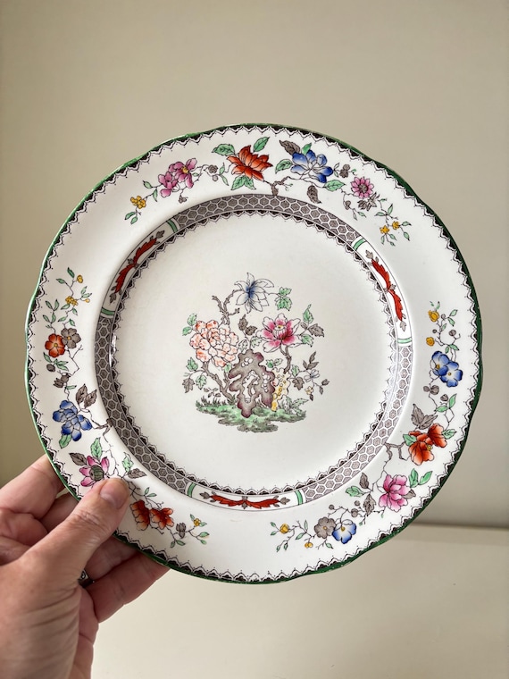 Rare Vintage English 1930's Spode Copeland, ‘Chinese Rose’ Pretty Floral  Plate,Rg 629599, English