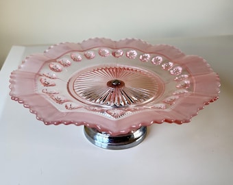 アンティーク c1920 -1930 デビッドソン ピンク フロスト & クリア