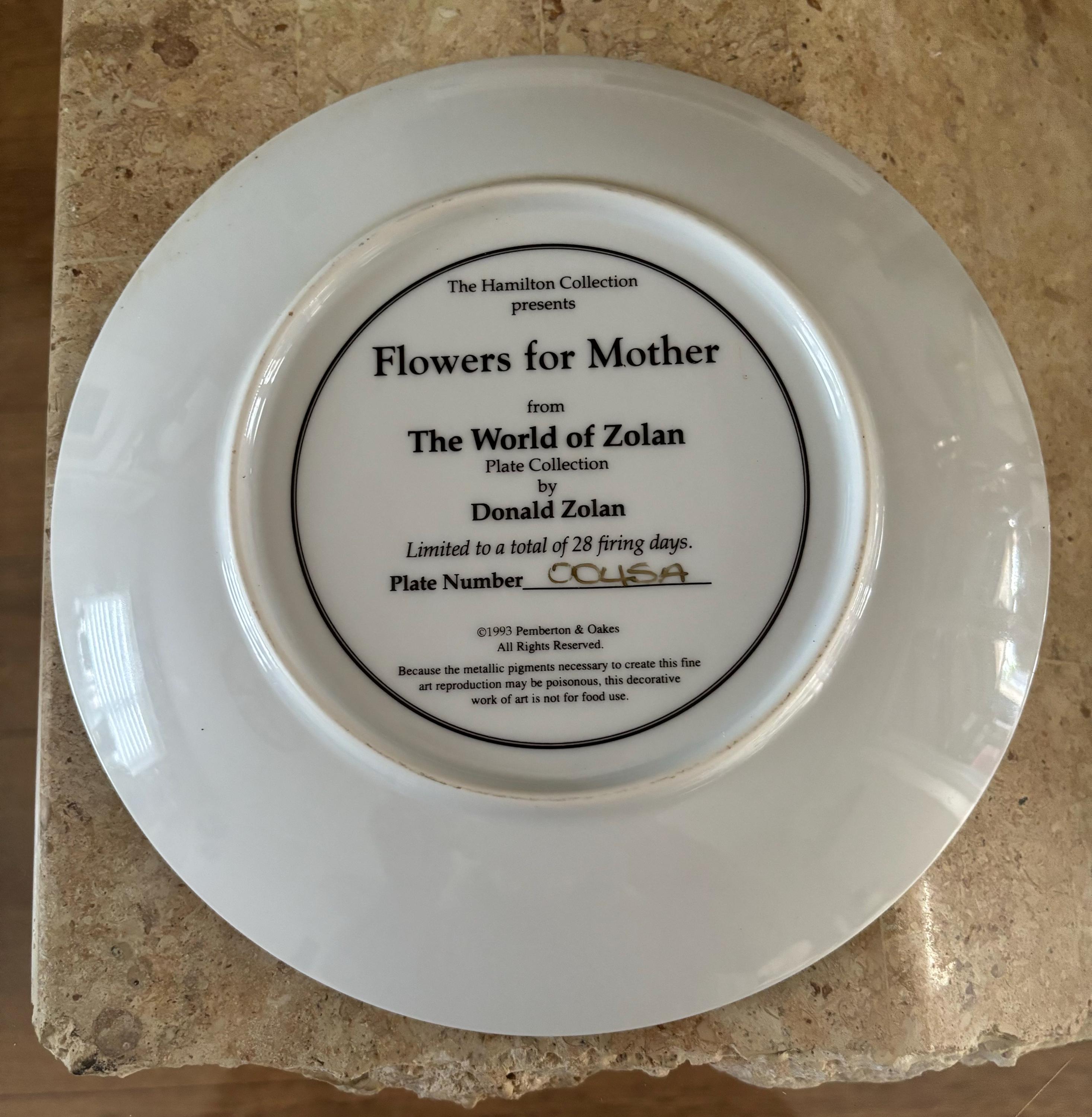 Rare Vintage 1993 Limited Edition Donald Zolan 'flowers for Mother