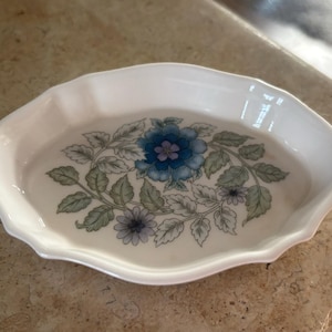 Vintage Wedgwood Clementine Blue Floral Pin / Trinket Dish Made In England English Bone China