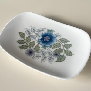 Vintage Wedgwood Clementine Blue Floral Pin / Trinket Dish Made In England English Bone China