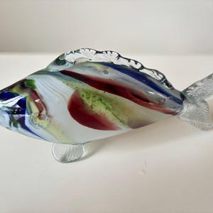 Italian 1970s Murano Art Glass Fish Ornament / Figurine / Figure, Blown Glass, 24cm Long.