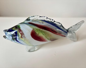 Italian 1970s Murano Art Glass Fish Ornament / Figurine / Figure, Blown Glass, 24cm Long.