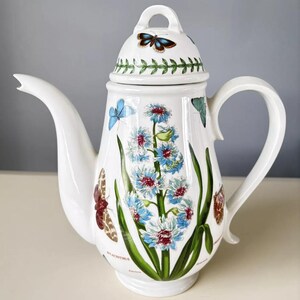 Vintage Portmeirion 'The Botanic Garde' Osthyazinthe Große Kaffeekanne im Ruhestand, Keramikgartenblumen, Sammlerstück, Made in England.