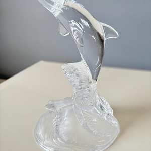 Vintage Cristal D’Arques Dolphin Figurine Glass Ornament, Made With 24% Lead Crystal France