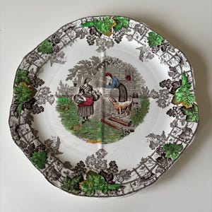 1930 年代の Copeland 社製 Spode Byron シリーズ No1 サンドイッチ プレート、コレクター向けの 4 分割セクション サービング プレート、英国アンティーク。