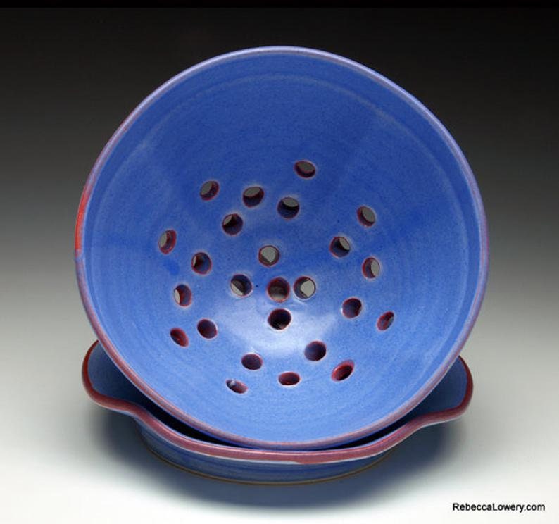 Button Berry Bowl With Saucer Ceramic Colander Etsy