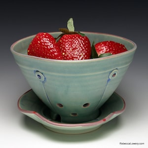 Button Berry Bowl with Saucer - Ceramic Colander