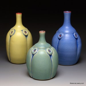 Button Tiny Bottle, Ceramic Bud Vase