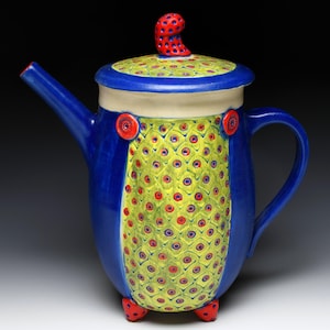 Teiera alta in ceramica con piedini Prink Peacock