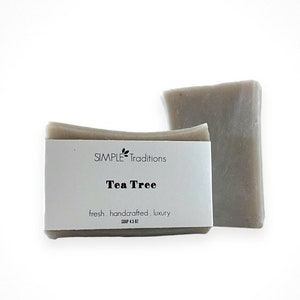 Tea Tree Face and Body Soap Bentonite Clay Acne Soap All Natural Vegan Handmade Soap Unisex Soap Best Artisan Soap image 2