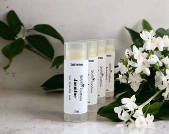 Jasmine Solid Parfym Stick: Blommig doft, resesäker (0,15 oz)