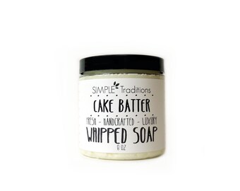 Cake Batter Whipped Soap | Soap in a Jar | Fluffy Whipped Soap | Whipped Soap | Vegan Whipped Soap | 8 oz  | Luxury Soap | Best Seller