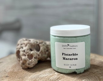 Pistachio Macaroon Sugar Scrub | Exfoliating Soap | Shaving Soap | Dry Skin | Body Scrub | Whipped Soap Scrub | Best Seller Gift