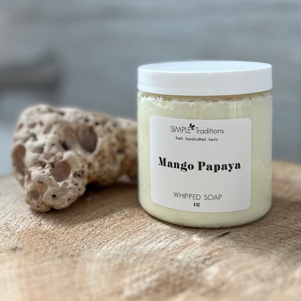 Mango Papaya Whipped Soap | Fluffy Whipped Soap | Soap in a Jar | Vegan Whipped Soap | Paraben Free