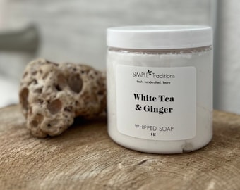 White Tea & Ginger | Fluffy Whipped Soap | Soap in a Jar | Vegan Body Wash | Vegan Skin Care | Moisturizing Soap