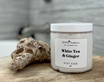 White Tea & Ginger | Sugar Scrub | Exfoliating Soap | Body Scrub | Exfoliating Whipped Scrub | For Dry Skin | Shaving Prep