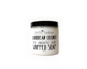 Caribbean Coconut | Fluffy Whipped Soap | Vegan Soap | BestSeller | 8 oz | Soap in a Jar | Tropical Soap | Whip Soap | Moisturizing Soap