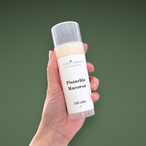 Pistachio Macaron Solid Lotion Stick: Travel-Safe Salve for Dry Skin