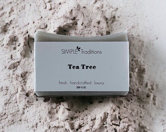 Tea Tree Face and Body Soap | Bentonite Clay | Acne Soap | All Natural | Vegan | Handmade Soap | Unisex Soap | Best Artisan Soap