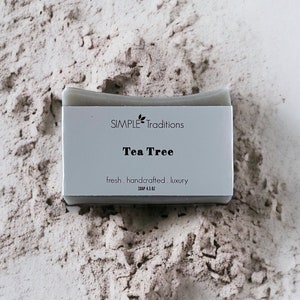 Tea Tree Face and Body Soap Bentonite Clay Acne Soap All Natural Vegan Handmade Soap Unisex Soap Best Artisan Soap image 1