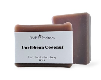 Caribbean Coconut Soap Bar, Tropical Scented Soap, Handcrafted Unisex Soap, Vegan Soap Bar