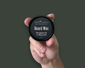 Cera para barba de fijación firme totalmente natural: bergamota y cedro