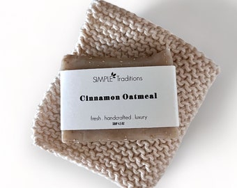 Cinnamon and Oatmeal Bar Soap, All Natural Soap,  Natural Facial Soap , Exfoliating Soap Bar, Vegan Soap, Unscented Soap for Sensitive Skin