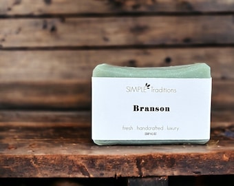 Branson Soap Bar – Men’s Soap, Handmade Masculine Scent, Sandalwood & Musk, Vegan Friendly