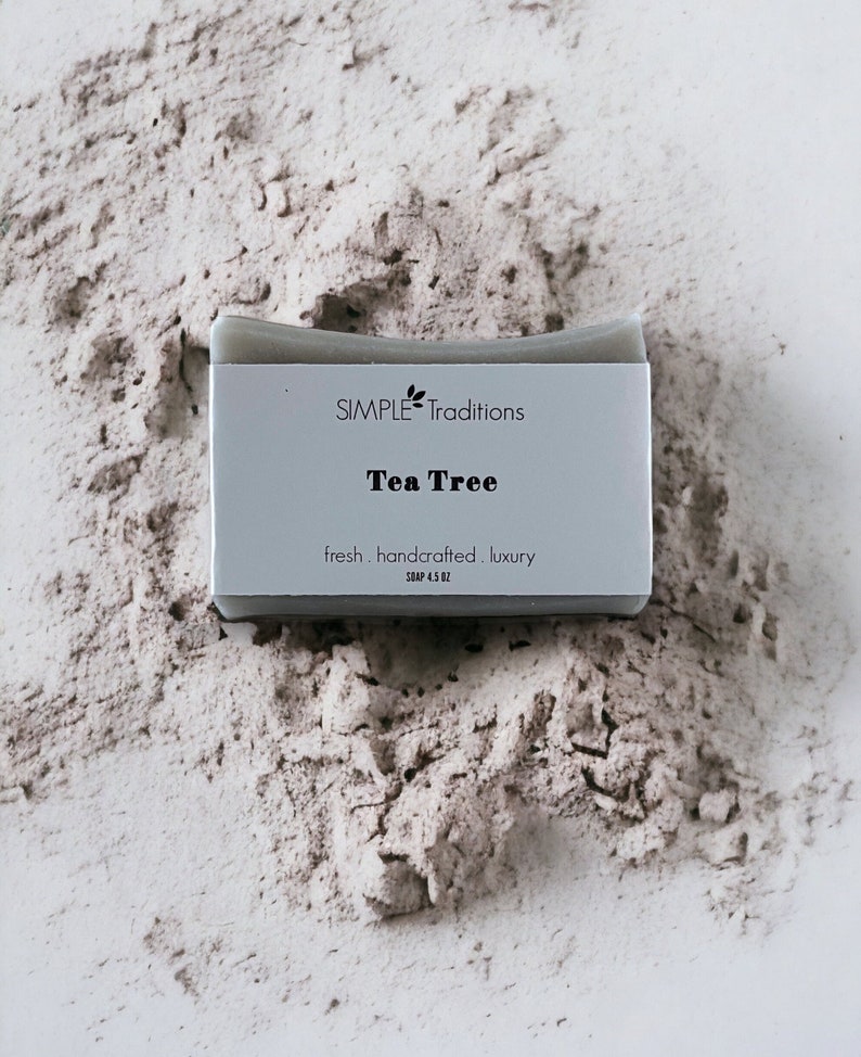 Tea Tree Face and Body Soap Bentonite Clay Acne Soap All Natural Vegan Handmade Soap Unisex Soap Best Artisan Soap image 1