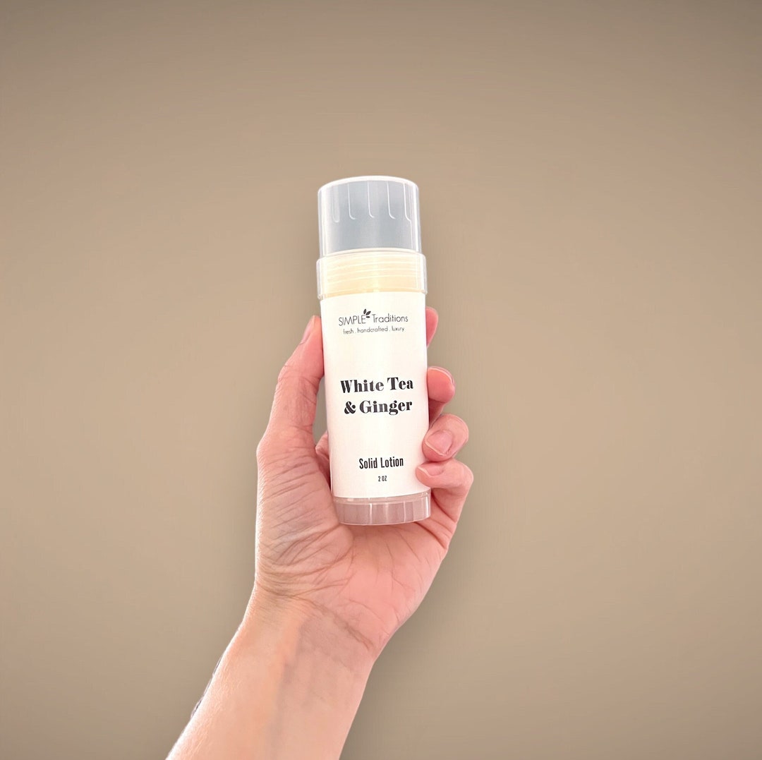 White Tea and Ginger Lotion, Solid Lotion Bar, Foot Salve, Spill Proof