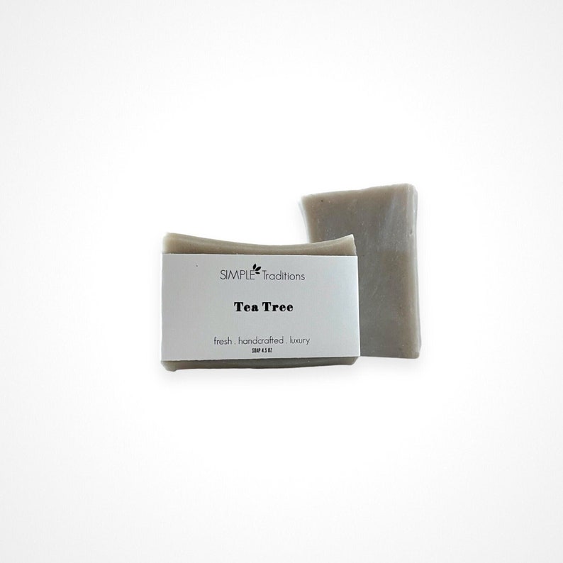 Tea Tree Face and Body Soap Bentonite Clay Acne Soap All Natural Vegan Handmade Soap Unisex Soap Best Artisan Soap image 2