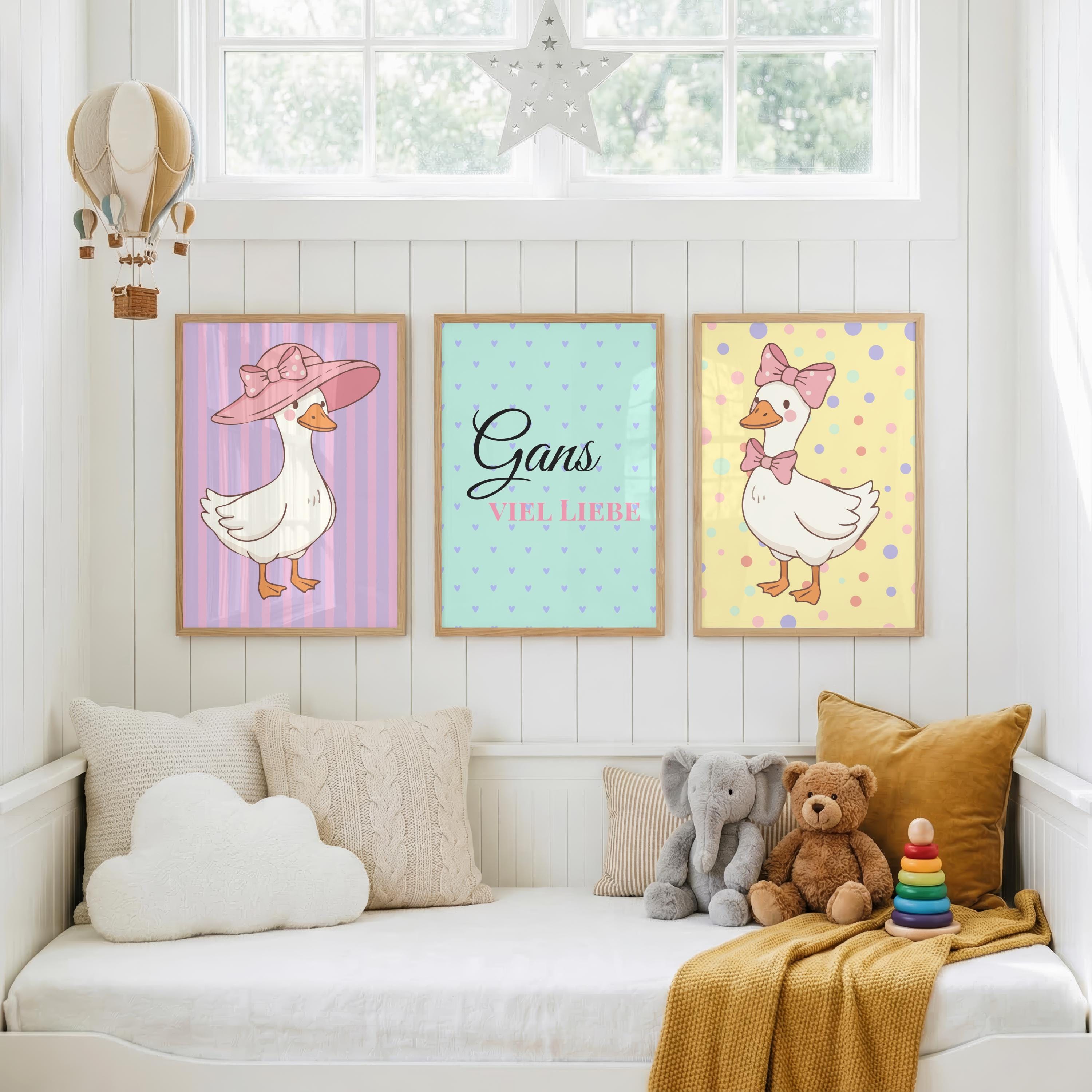 Children's Room Poster Set: Goose, Baby Room Decor, Girls' Wall Art ...