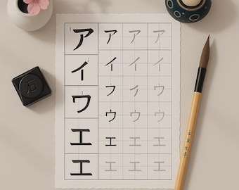 Hiragana & Katakana Worksheets Step-by-Step Stroke Order Practice Reading Chart Write Your Name in Japanese Guide