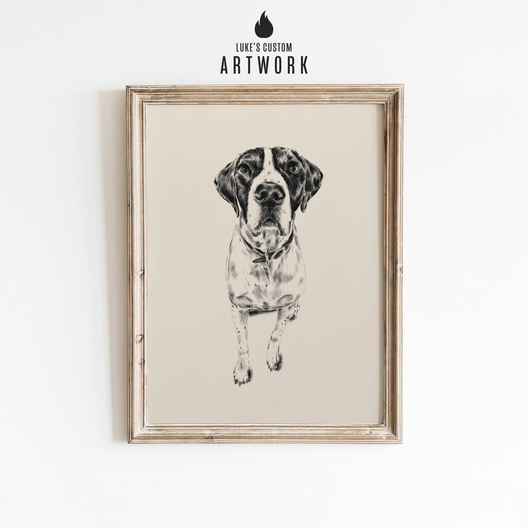 CUSTOM Dog Portrait Drawing From Photo - Detailed Hand Drawn Vintage ...