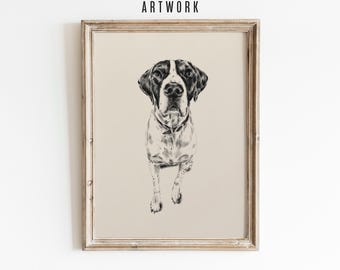CUSTOM Dog Portrait Drawing From Photo - Detailed Hand Drawn Vintage Style Pet Sketch - Personalised Animal Wall Art Print