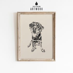 Personalised Pet Dog Portrait Sketch From Photo - Hand Drawn Vintage Style Sketch Art Print -  CUSTOM Animal Drawing - Dog Memorial Gift