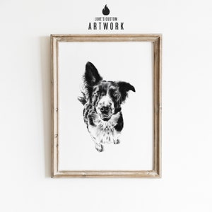 CUSTOM Pet Dog Drawing From Photo - Personalized Puppy Sketch Wall Decor - Hand Drawn Animal Portrait - Dog Lover Gift