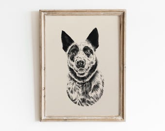 Vintage Style Head Only Custom Dog Drawing