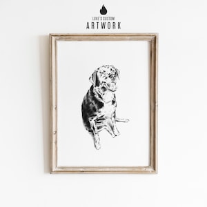 Personalized Dog Portrait Drawing Wall Art - Detailed Hand Drawn Pet Artwork - Animal Lover Memorial Gift - CUSTOM Dog Sketch From Photo