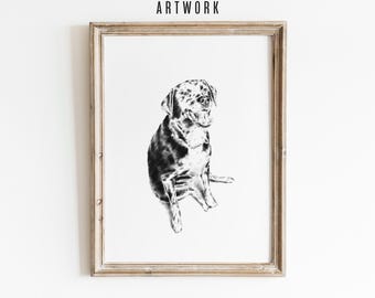 Personalized Dog Portrait Drawing Wall Art - Detailed Hand Drawn Pet Artwork - Animal Lover Memorial Gift - CUSTOM Dog Sketch From Photo