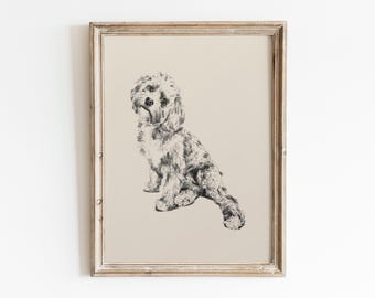 Vintage Style Full Body Custom Dog Drawing