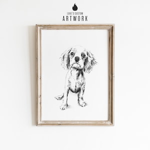 Personalisierte Haustier Zeichnung Wandkunst - CUSTOM Hund Skizze vom Foto - Hand gezeichnet Vintage Katze Druck - Tierliebhaber Erinnerungsgeschenk