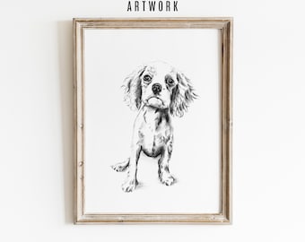 Personalized Pet Portrait Drawing Wall Art - CUSTOM Dog Sketch From Photo - Hand Drawn Vintage Cat Print - Animal Lover Memorial Gift