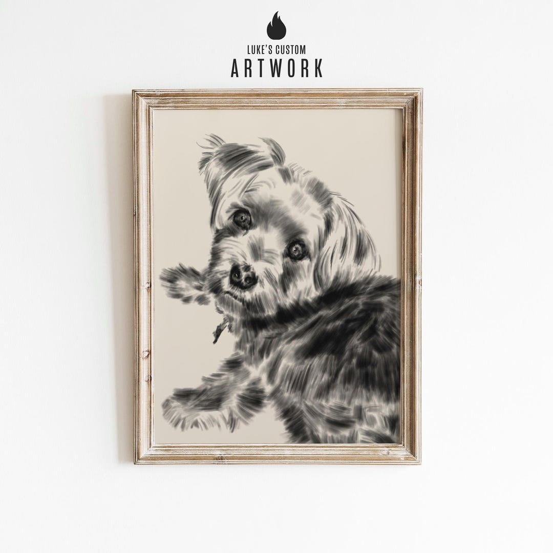 CUSTOM Pet Dog Sketch From Photo - Hand Drawn Vintage Style Dog Drawing ...