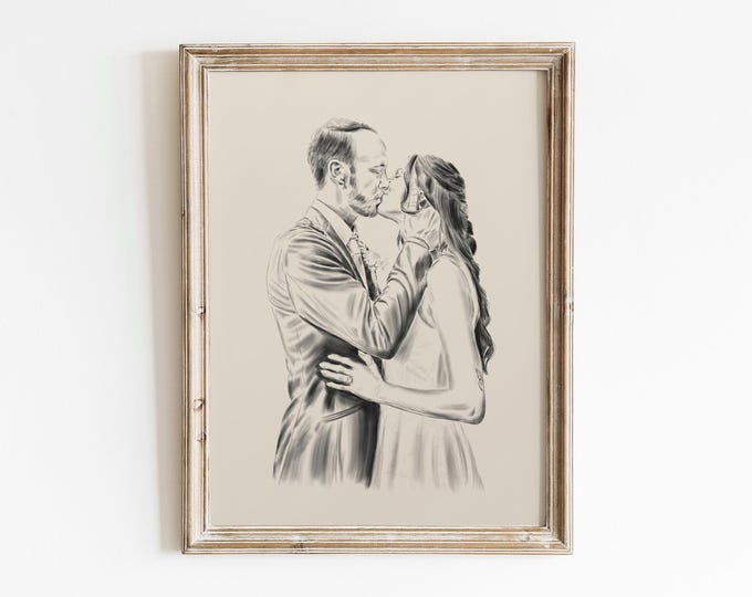 Featured listing image: Vintage Style Custom Family Portrait Drawing