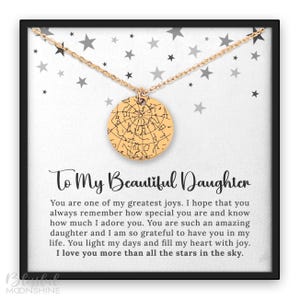 Alla mia bellissima figlia - Collana con mappa stellare personalizzata / Regalo personalizzato con cielo notturno / La notte in cui sei nata / Gioielli per il compleanno della figlia